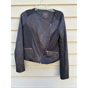 The Limited Women’s Black Faux Leather Zip Moto Biker Jacket S Mobwife Elena